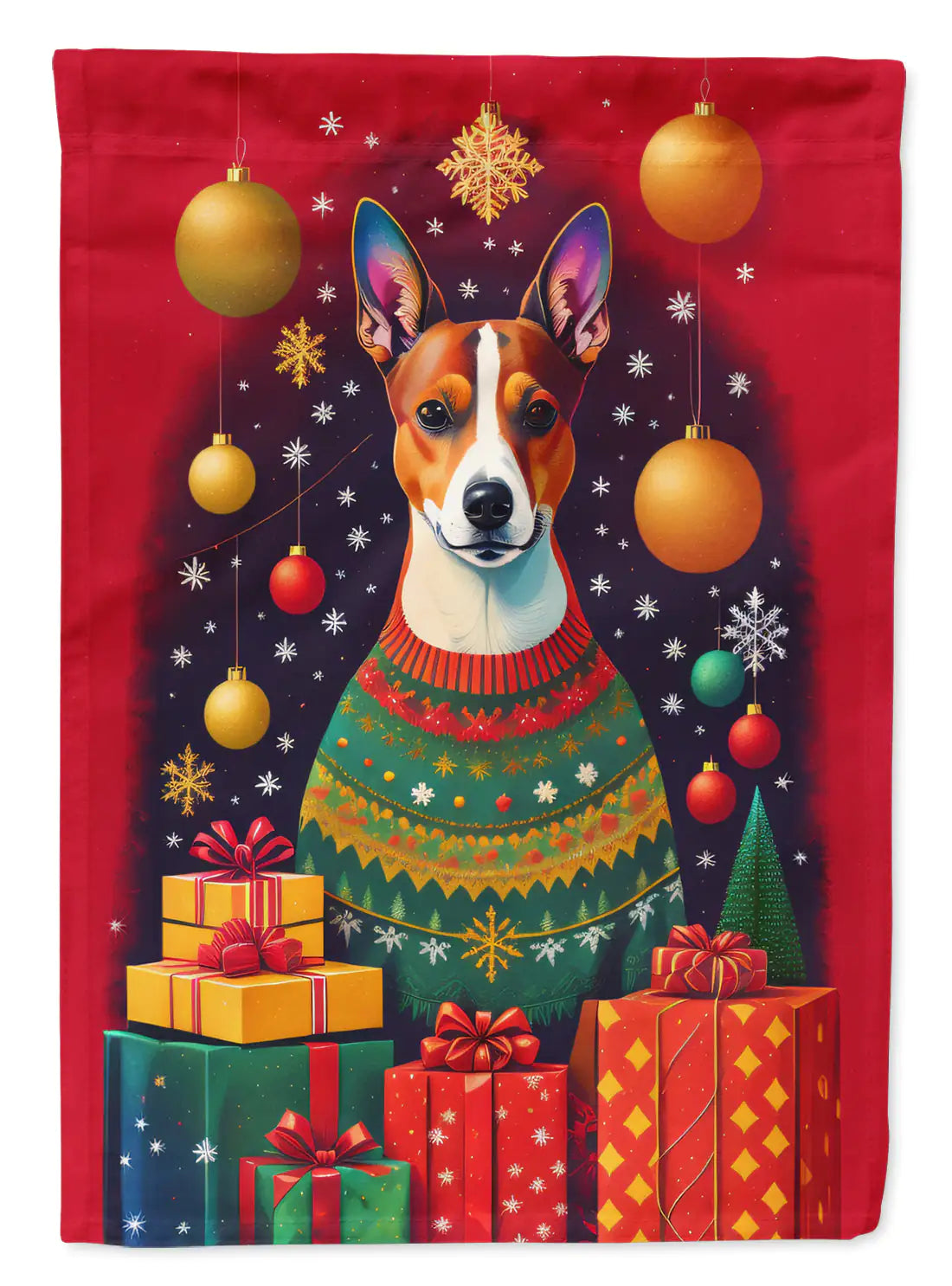 Basenji Holiday Christmas Garden Flag