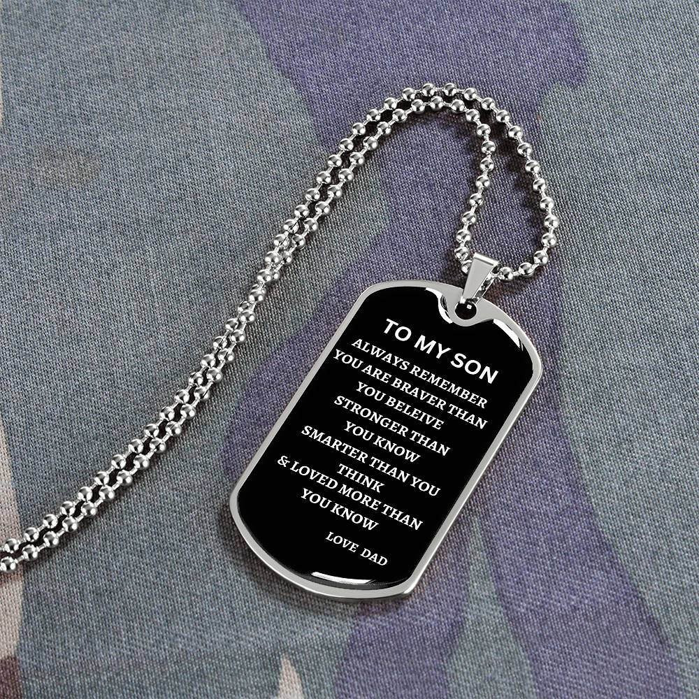 TO MY SON DOG TAG FROM DAD