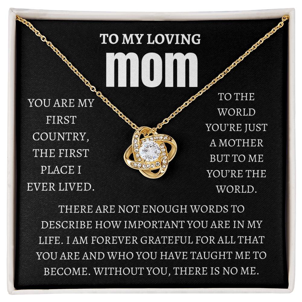 My Loving MOM Love Knot Necklace/ Mothers Day, Birthday