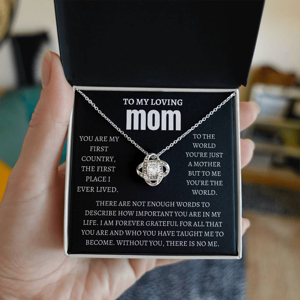 My Loving MOM Love Knot Necklace/ Mothers Day, Birthday