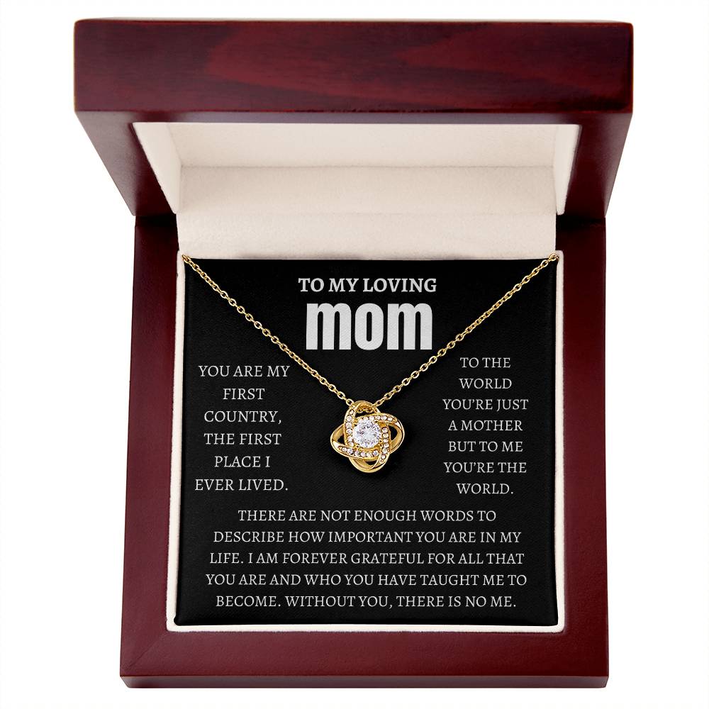 My Loving MOM Love Knot Necklace/ Mothers Day, Birthday