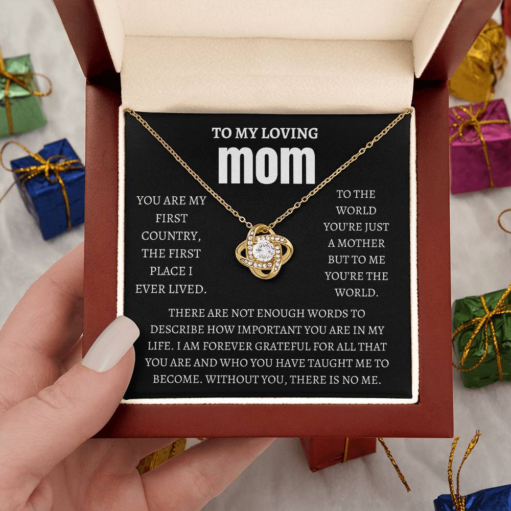 My Loving MOM Love Knot Necklace/ Mothers Day, Birthday